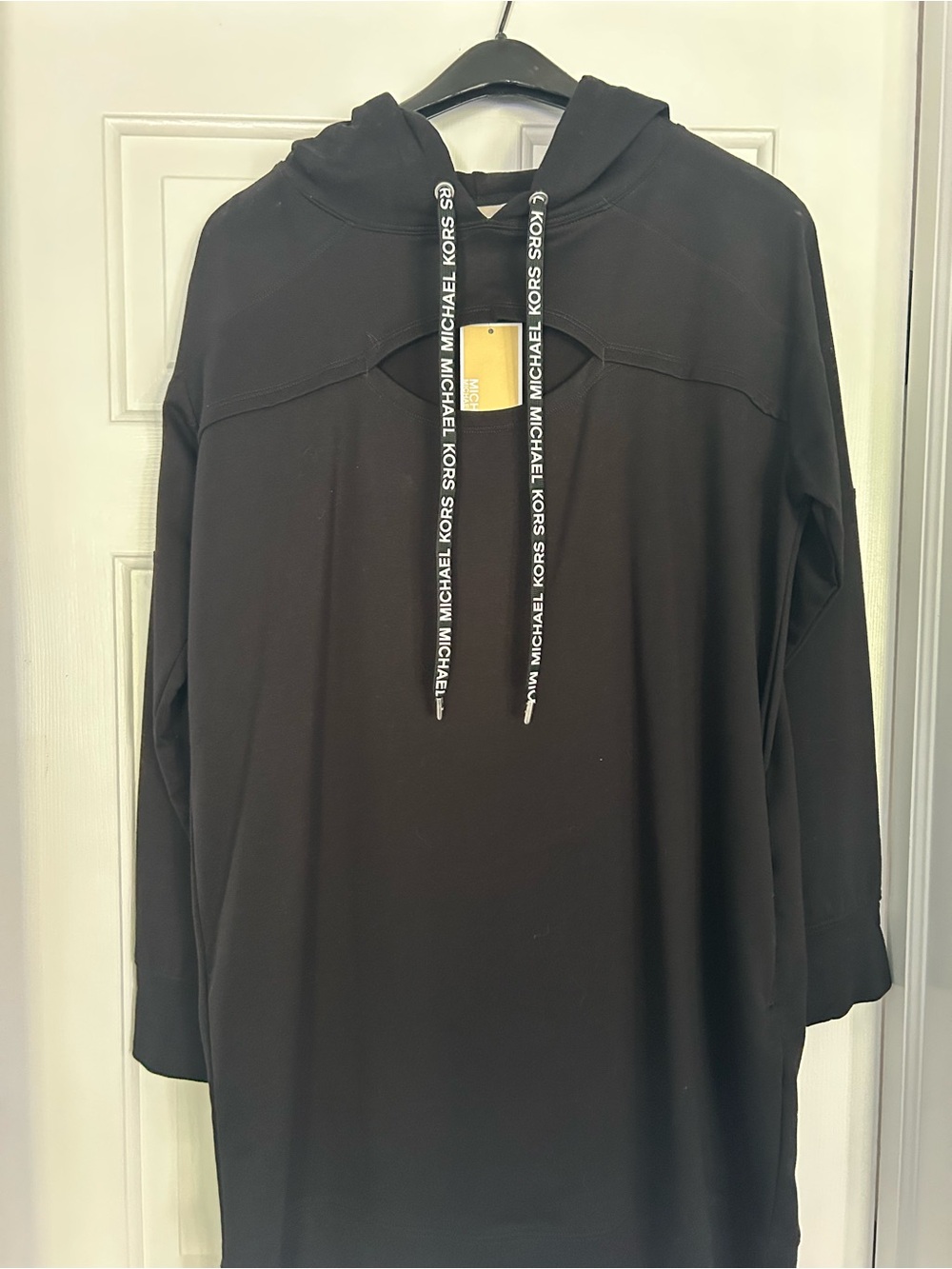Michael Kors Black Hooded Tunic with Logo Drawcords